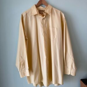 Men’s Yellow Gold Label Roundtree & Yorke 80s Pinpoint Cotton Dress Shirt 17/34